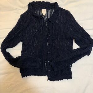 GAP Women's Dark Blue Lace Cardigan